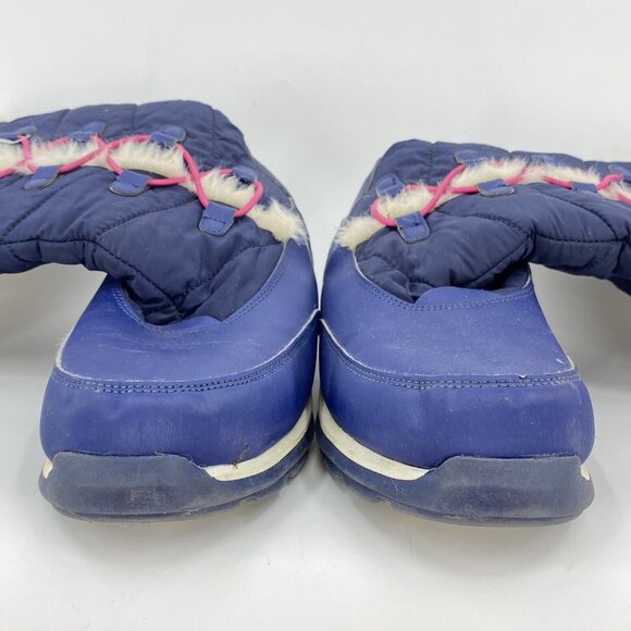 Lands End Blue Fleece Lined Winter Boots Tall Elastic Girls 4M - Picture 3 of 5